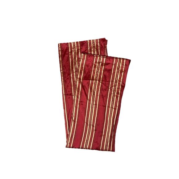 Waverly Fabric Shower Curtain Red Gold Stripe Faux Satin Silky Luxury Bathroom - Picture 1 of 7
